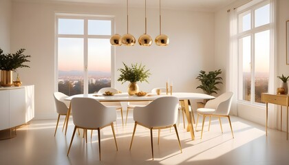 white and gold theme modern interior design