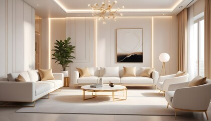 Fototapeta premium white and gold theme modern interior design