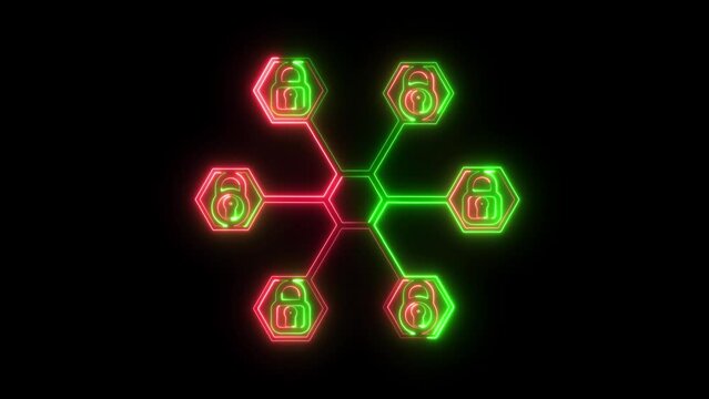 A neon shine lock icon typically features a glowing lock shape with vibrant, luminous edges, giving a neon effect. It represents security or privacy in a stylish, eye-catching design.