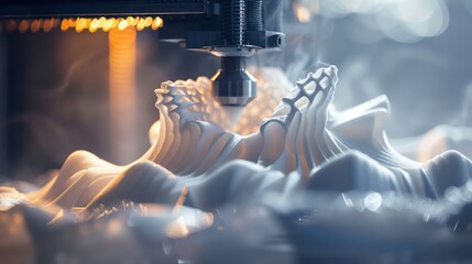 A photo of a 3D printer creating a complex object layer by layer