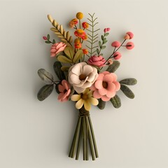 An illustration of  a fall season bouquet made of felt