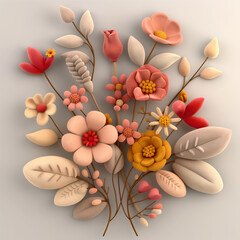 An illustration of  a fall season bouquet made of felt
