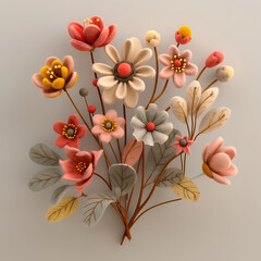 An illustration of  a fall season bouquet made of felt