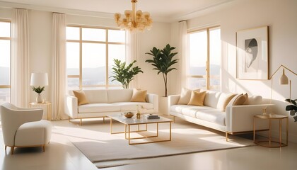 Fototapeta premium white and gold theme modern interior design