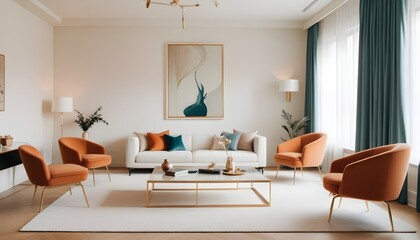 Fototapeta premium white and gold theme modern interior design