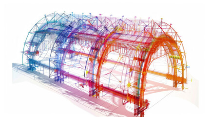 Finite element analysis (FEA) software for predicting structural behavior isolated on white background