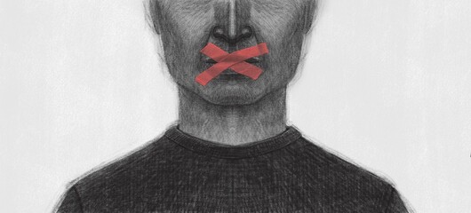 free speech and freedom of expression concept. political art. conceptual artwork. human rights.	