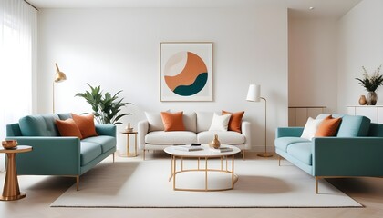 Obraz premium white and gold theme modern interior design