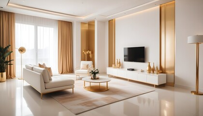 white and gold theme modern interior design