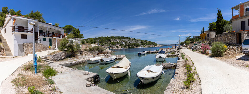 Panoramic View of village Koromasna on the island Zirje, Croatia