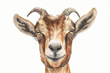 Obraz premium Illustration of cute goat in watercolor style isolated on background