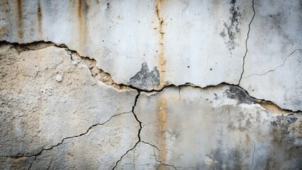 Obraz premium Cracked Concrete Wall With Water Damage and Rusty Stains. Generative AI