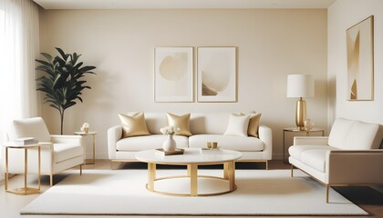 Fototapeta premium white and gold theme modern interior design