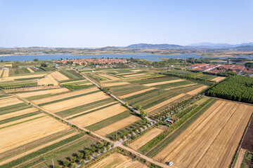 Panoramic Aerial View of Rural Agricultural Landscape