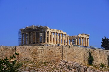 Fototapeta premium View of the Parthenon, the ancient temple of goddess Athena, in Athens, Greece