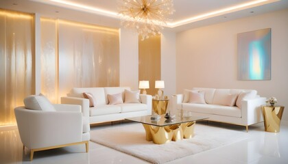 white and gold theme modern interior design