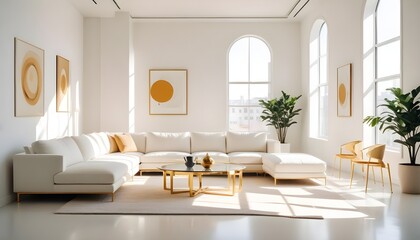 Fototapeta premium white and gold theme modern interior design