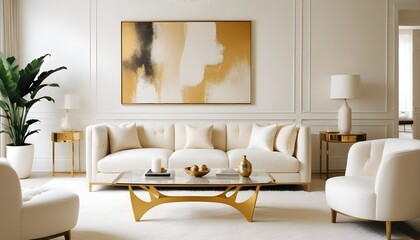 white and gold theme modern interior design