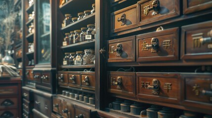 A room filled with many wooden drawers, perfect for storage or organization