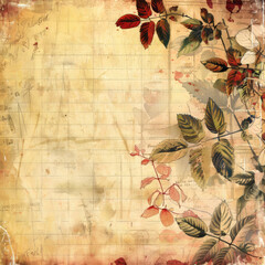 vintage plants paper with trees and flowers,  design grunge. scrap booking backgrounds, wallpapers with trees, plants and flowers.  vintage frame card design with copy space.