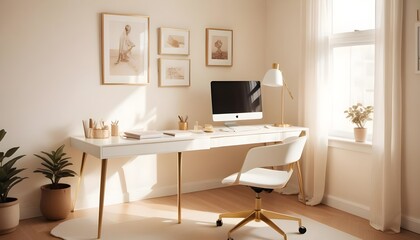 Fototapeta premium white and gold theme modern interior design