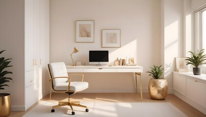 Fototapeta premium white and gold theme modern interior design