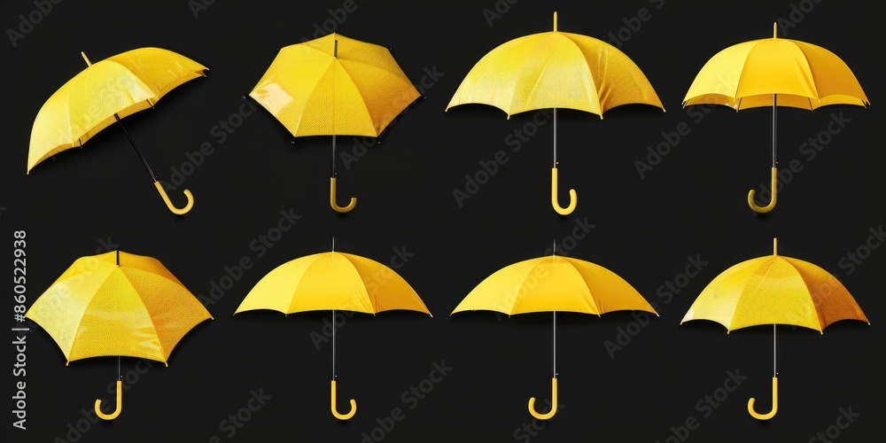 Canvas Prints A collection of yellow umbrellas suspended from the ceiling, creating a bright and cheerful atmosphere