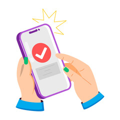 Mobile verification sticker in flat style 

