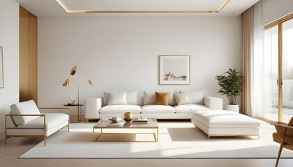 Fototapeta premium white and gold theme modern interior design