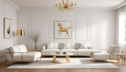 Fototapeta premium white and gold theme modern interior design