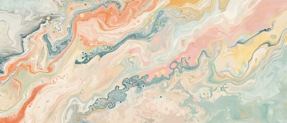 Serene Pastel background Marbling Calming Ocean Currents Flowing Delicately