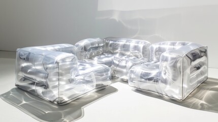 Modern Transparent Inflatable Sofa Set in Minimalist Living Room Interior
