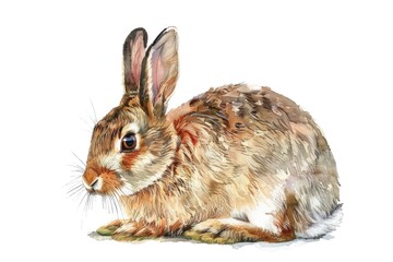 Watercolor illustration of a rabbit on a plain white background, ideal for editorial or commercial use