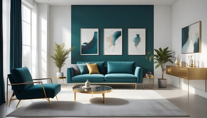 Fototapeta premium white and gold theme modern interior design