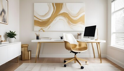 white and gold theme modern interior design