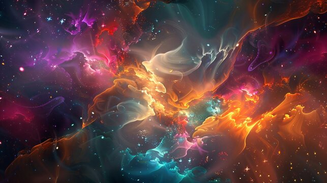 Celestial Symphony Abstract Cbackground osmic Dance of Vibrant Nebulae and Stars