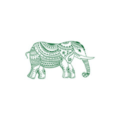 Green elephant carving pattern design