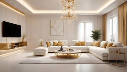 white and gold theme modern interior design