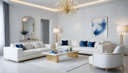 Fototapeta premium white and gold theme modern interior design