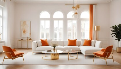 Fototapeta premium white and gold theme modern interior design