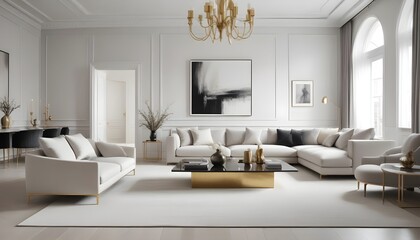 white and gold theme modern interior design