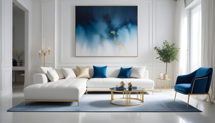 Fototapeta premium white and gold theme modern interior design