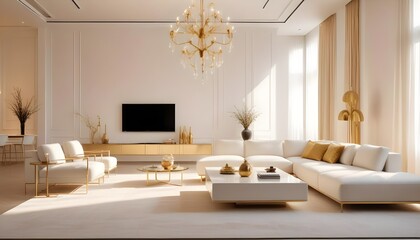 Fototapeta premium white and gold theme modern interior design