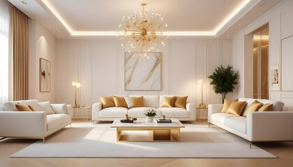 Fototapeta premium white and gold theme modern interior design