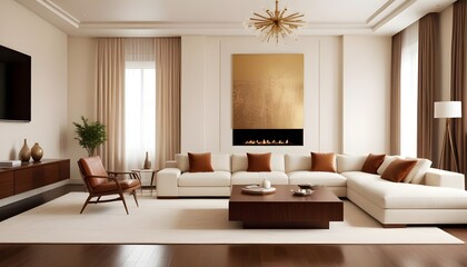 Fototapeta premium white and gold theme modern interior design