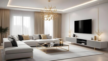 white and gold theme modern interior design