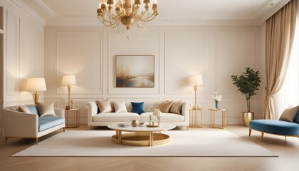 Fototapeta premium white and gold theme modern interior design