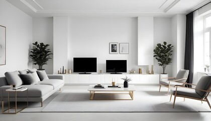 Fototapeta premium white and gold theme modern interior design