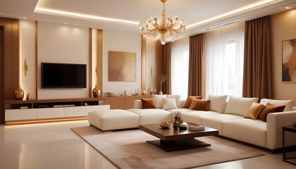 Fototapeta premium white and gold theme modern interior design