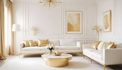 white and gold theme modern interior design